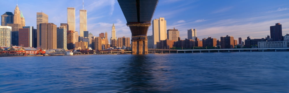 Brooklyn Bridge & Manhattan Skyline from Brooklyn New York Canvas Art - Panoramic Images (27 x 9)