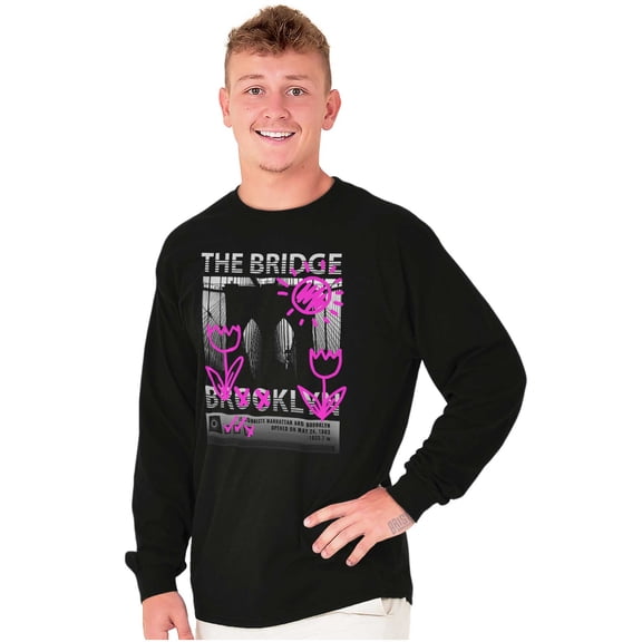 Brooklyn Bridge NY Flower Graffiti Long Sleeve TShirt Men Women Brisco Brands X