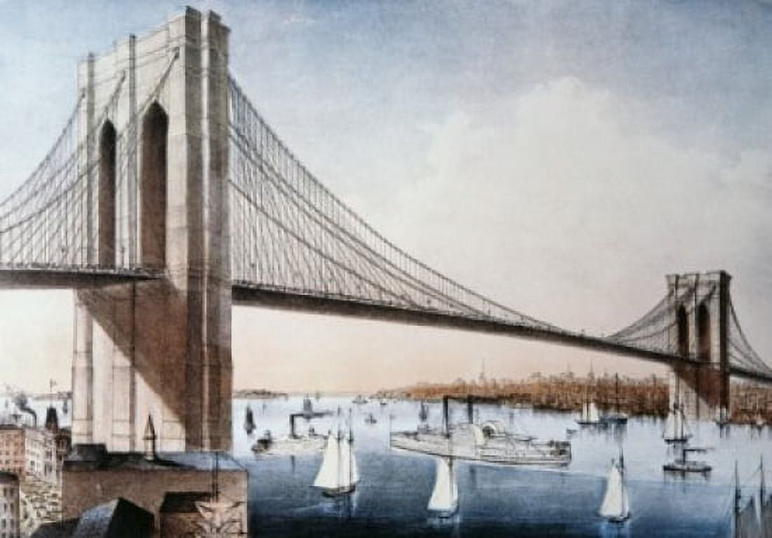 Brooklyn Bridge New York City Artist Unknown Canvas Art - (18 x 24)