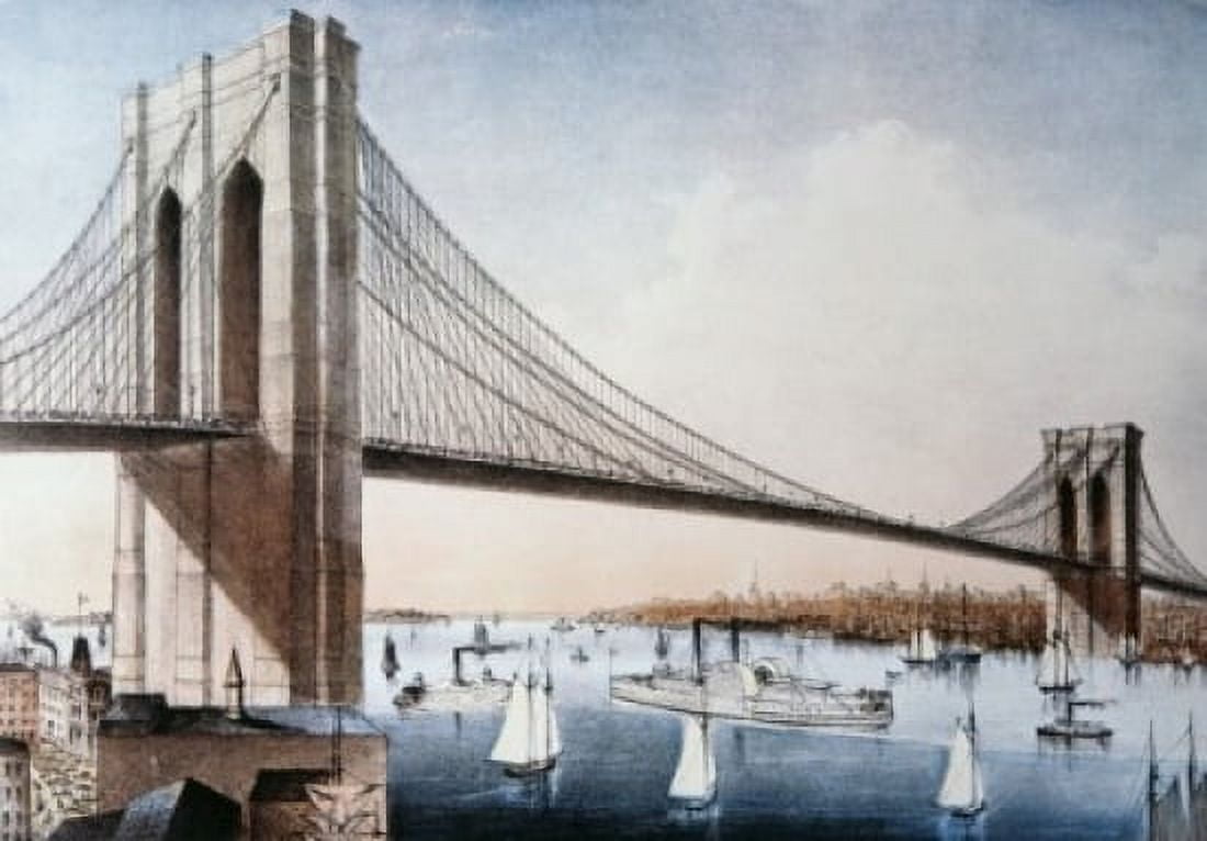 Brooklyn Bridge New York City Artist Unknown Canvas Art - (24 x 36)