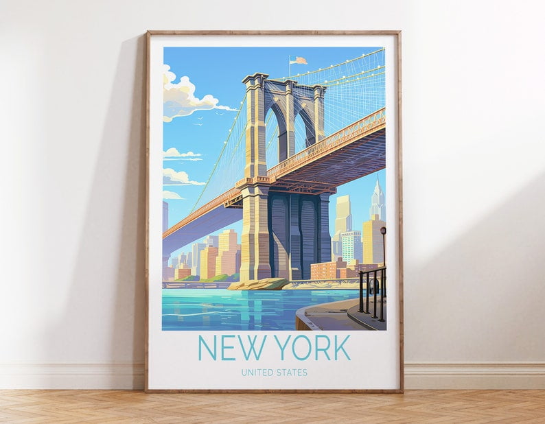Brooklyn Bridge New York Poster – Wall Art, Brooklyn Bridge Decor