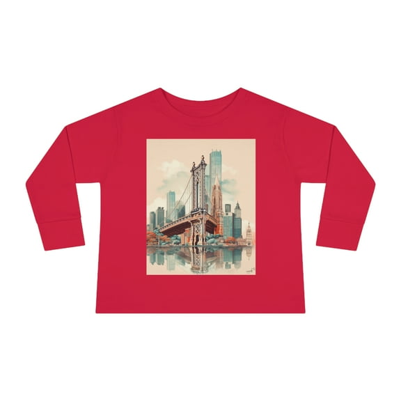 Brooklyn Bridge New York Urban Wanderlust Toddler Long Sleeve Tee