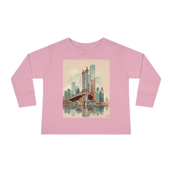 Brooklyn Bridge New York Urban Wanderlust Toddler Long Sleeve Tee