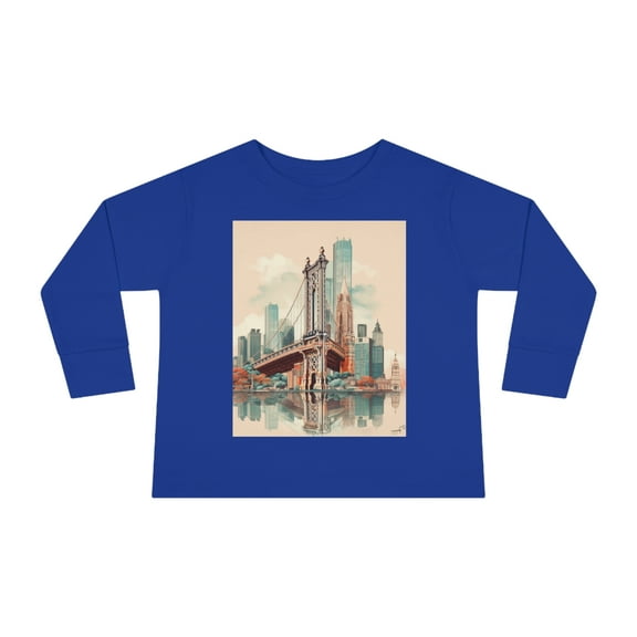 Brooklyn Bridge New York Urban Wanderlust Toddler Long Sleeve Tee