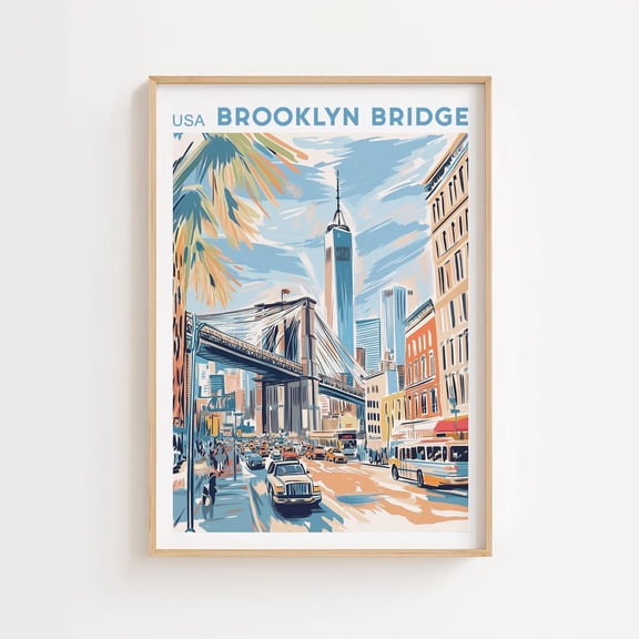 Brooklyn Bridge New York Wall Art Urban Architectural Decor Bridge Photo Modern Bridge Wall Art Style Two, Unframed Paper Print