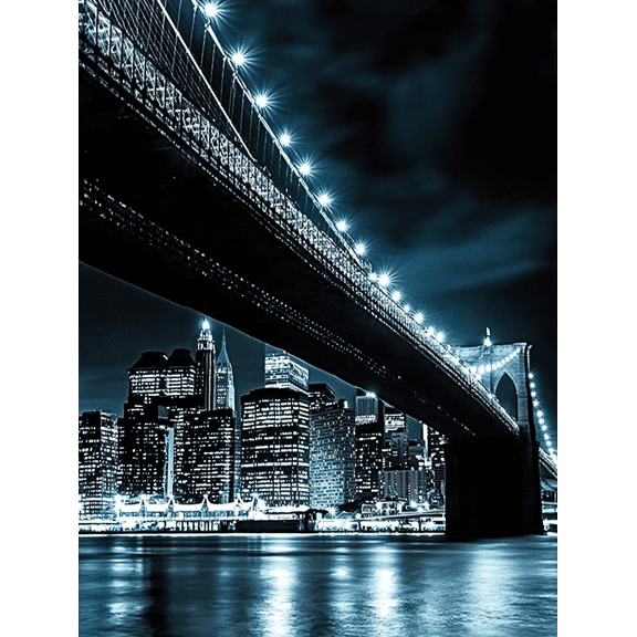 Brooklyn Bridge Nightscape Canvas Art/Wall Decor Suitable for Living Room Bedroom Office Dining Room Hallway Study Apartment Condominium Hotel Restaurant Decoration.