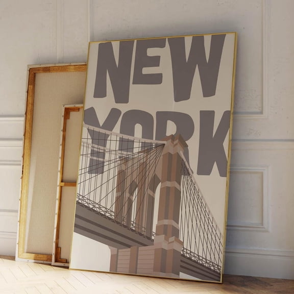 Brooklyn Bridge Print: New York Cityscape, Modern Neutral Decor UNFRAMED PAPER POSTER, Home Decor, Vintage Gift, Living Room Dercor