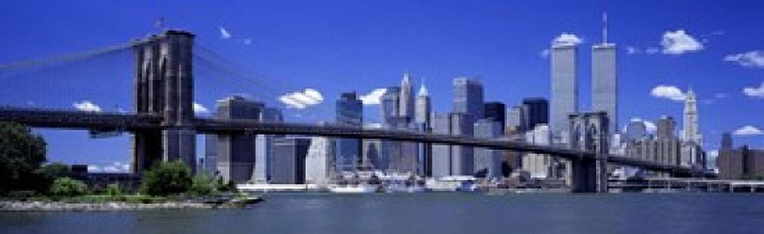 Brooklyn Bridge Skyline New York City NY USA Canvas Art - Panoramic Images (15 x 5)