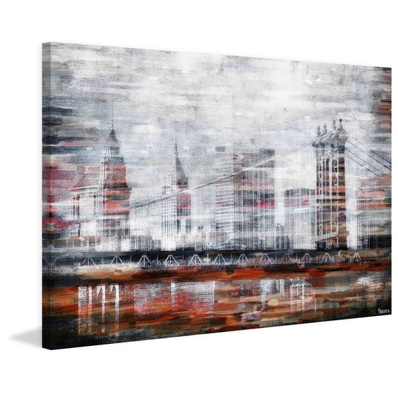 Brooklyn Bridge View by Parvez Taj Painting Print on Wrapped Canvas