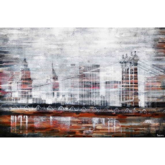 Brooklyn Bridge View by Parvez Taj Painting Print on Wrapped Canvas