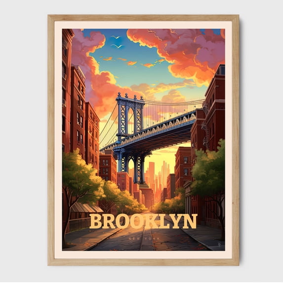 Brooklyn Bridge Vintage Travel Dumbo View New York Arts Home Decor