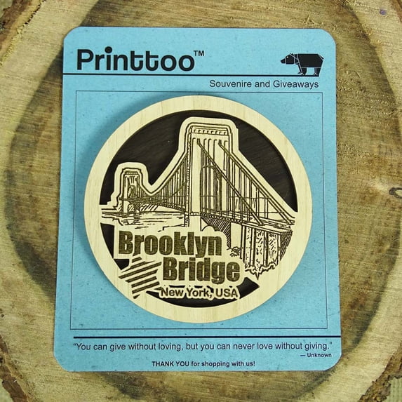 Brooklyn Bridge Wood Engraved Fridge Magnet Souvenir Gift