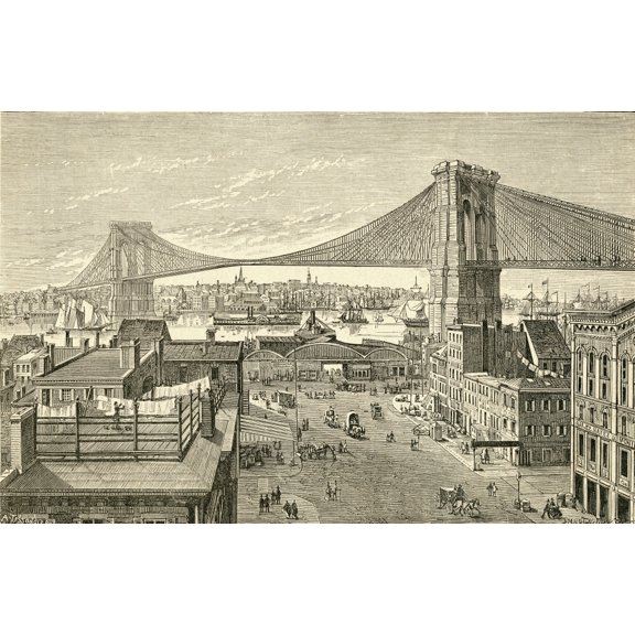 Brooklyn Bridge   York  United States Of America In The 19Th Century. From El