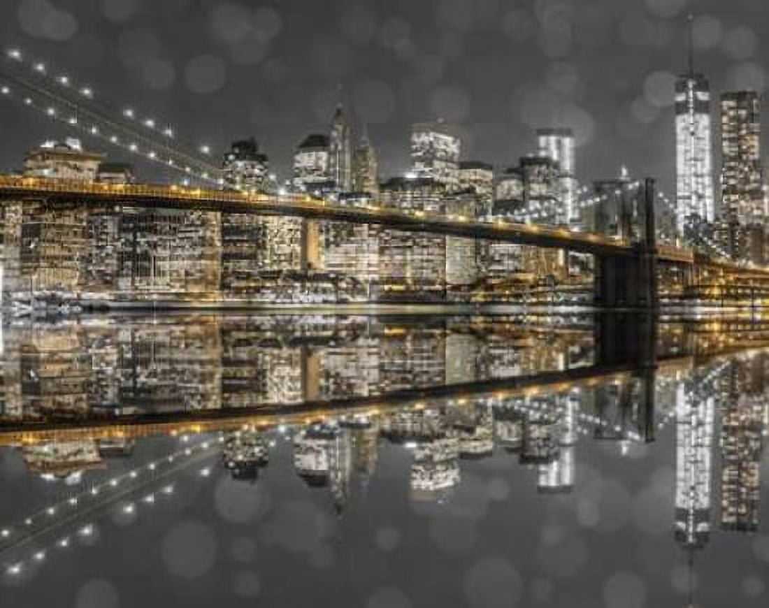 Brooklyn Bridge and lower Manhattan skyline at dusk New York Canvas Art - Assaf Frank (22 x 28)