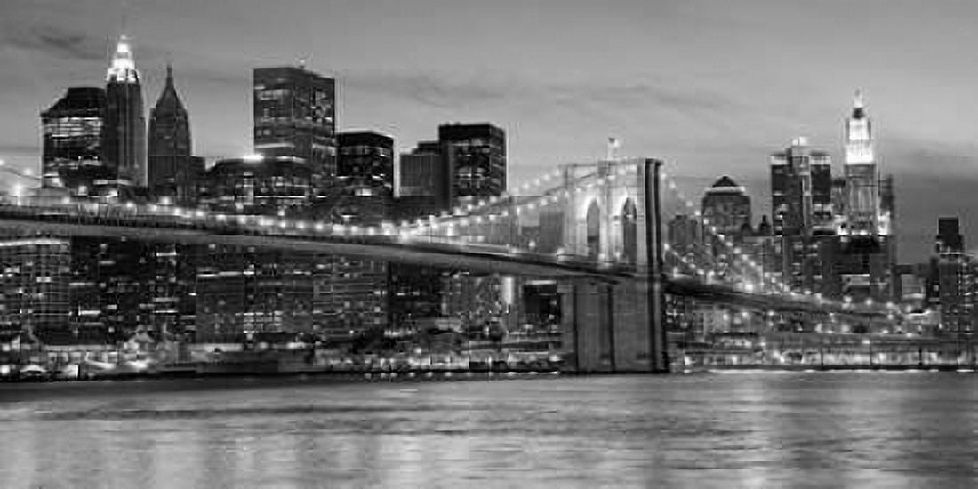 Brooklyn Bridge at Night Canvas Art - Anonymous (24 x 48)