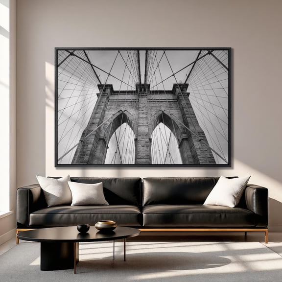 Brooklyn Bridge poster, Black and White New York City Wall Art Unframed Paper Print