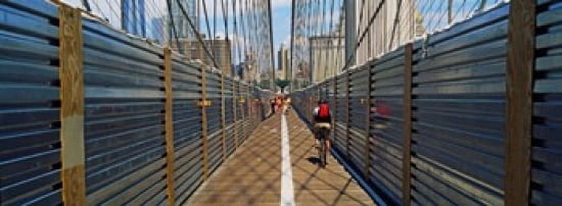 Brooklyn Bridge with Freedom Tower New York City New York State USA Canvas Art - Panoramic Images (36 x 13)