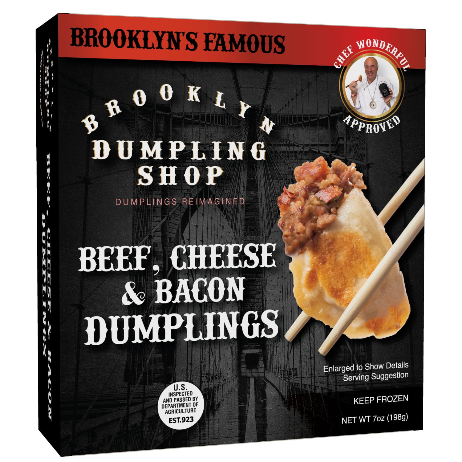 Brooklyn Chop House Frozen Beef Dumplings - Packed with Bacon, Cheese and Beef. An American Favorite