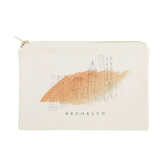 Brooklyn Cityscape Cotton Canvas Cosmetic Bag