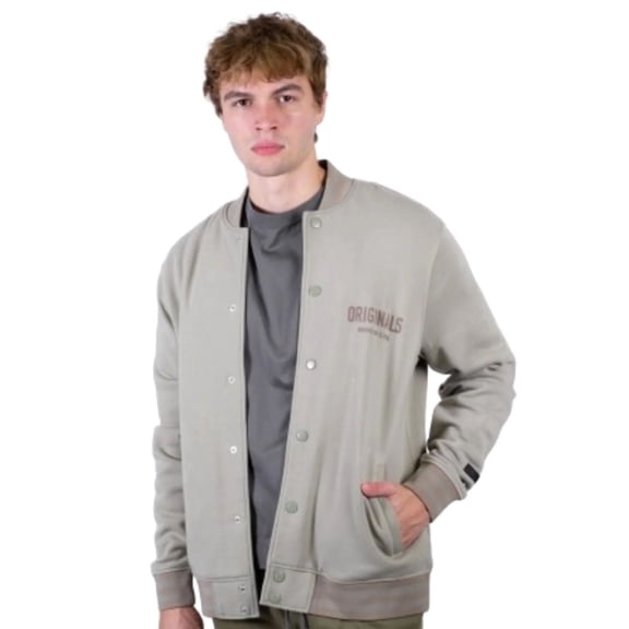 Brooklyn Cloth Men's Flocking Originals Fleece Bomber Jacket, Polyester, Full Zip, Sage, Large