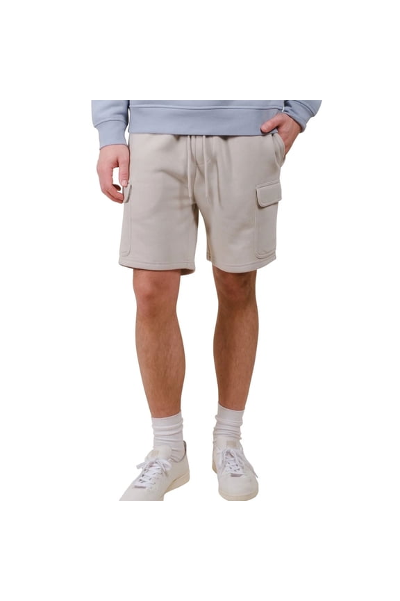 Men's Core Fleece Cargo Shorts, Lightweight, Adjustable Waist, Sand, Large