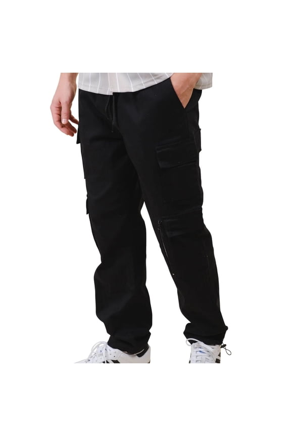 Men's Stretch Twill Utility Pants, Stylish, Functional, Comfortable, Black, Medium