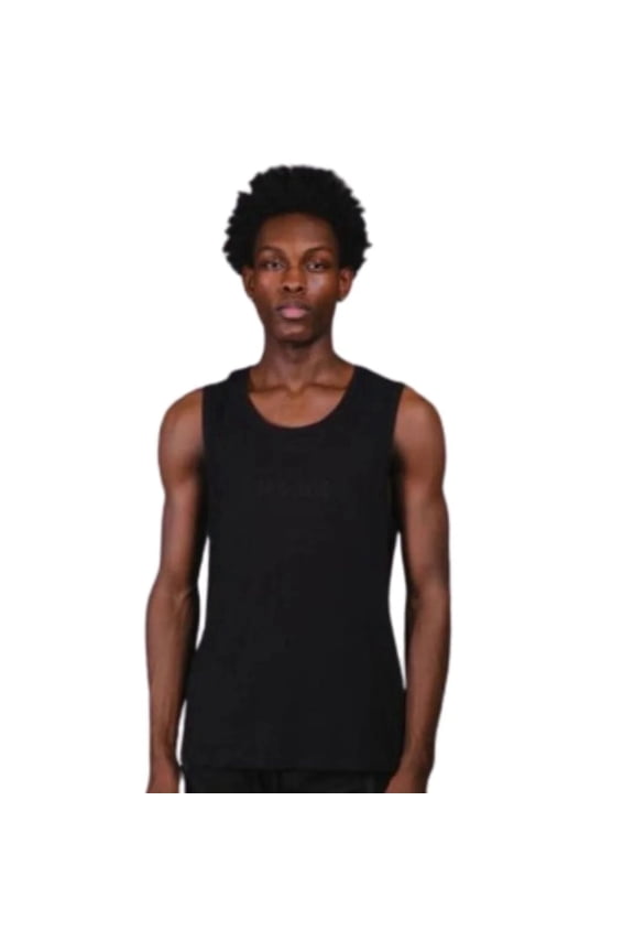 Originals Men's Ribbed Tank Top, Relaxed Fit, U Neck, Dropped Armholes, Black, Medium