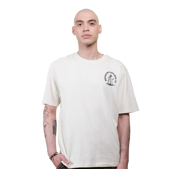 Brooklyn Cloth Heavyweight Hammer Workwear Tee, Premium Short Sleeve, Work Shirt, Cream, Small