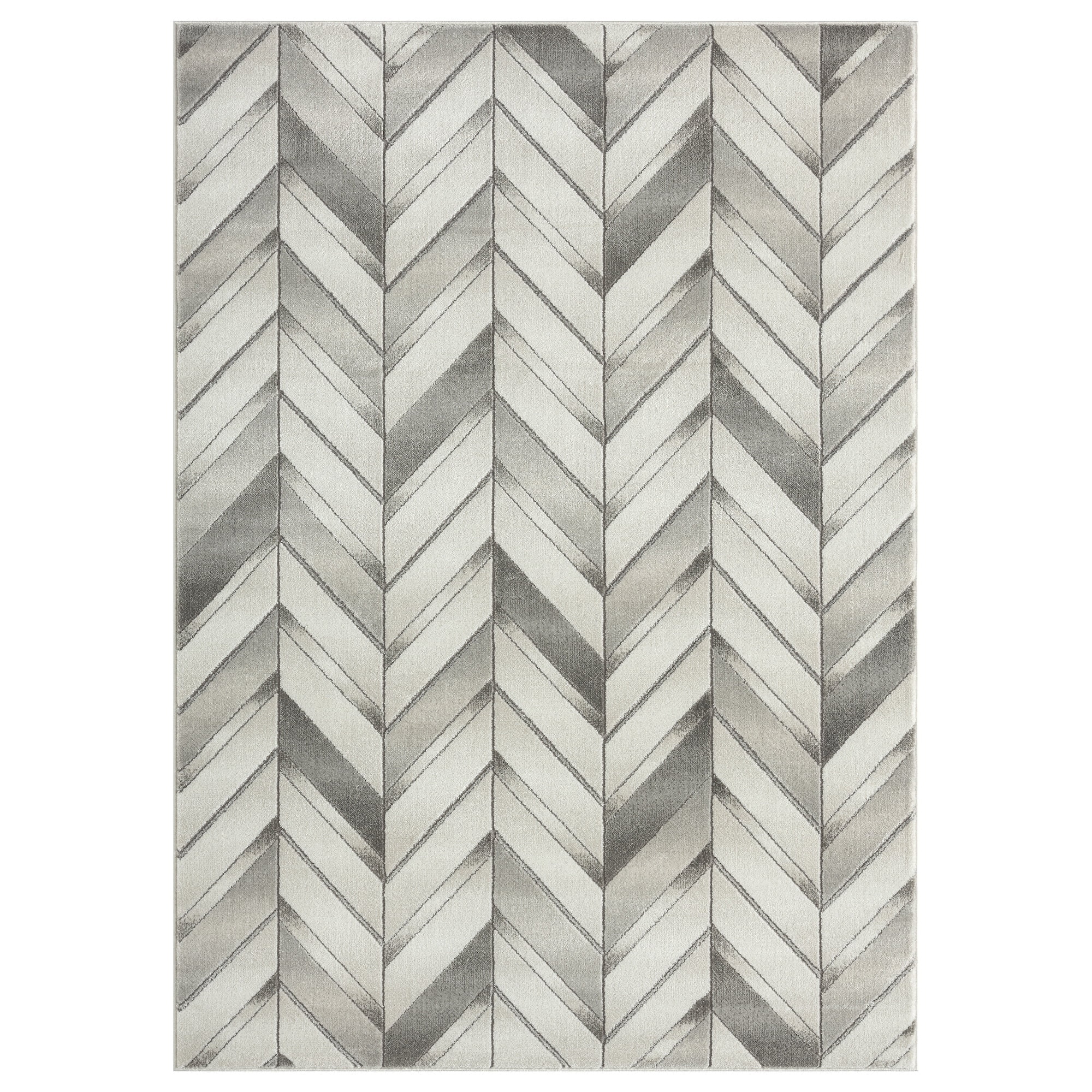 Gray Chevron Pattern Synthetic Rectangular Area Rug 39" x 25"