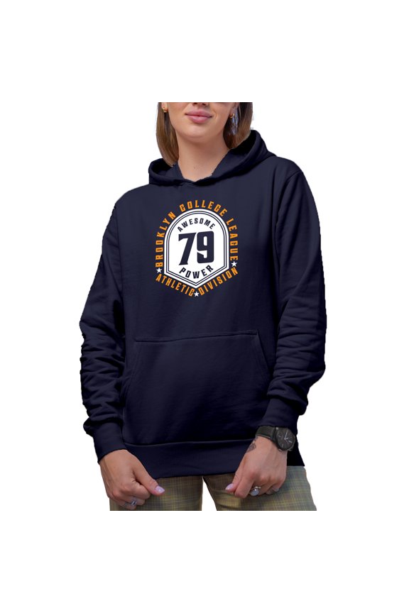 Brooklyn College League, Athletic Division, Awesome Power, Navy Blue Hooded Sweatshirt or Hoodie, 3XL