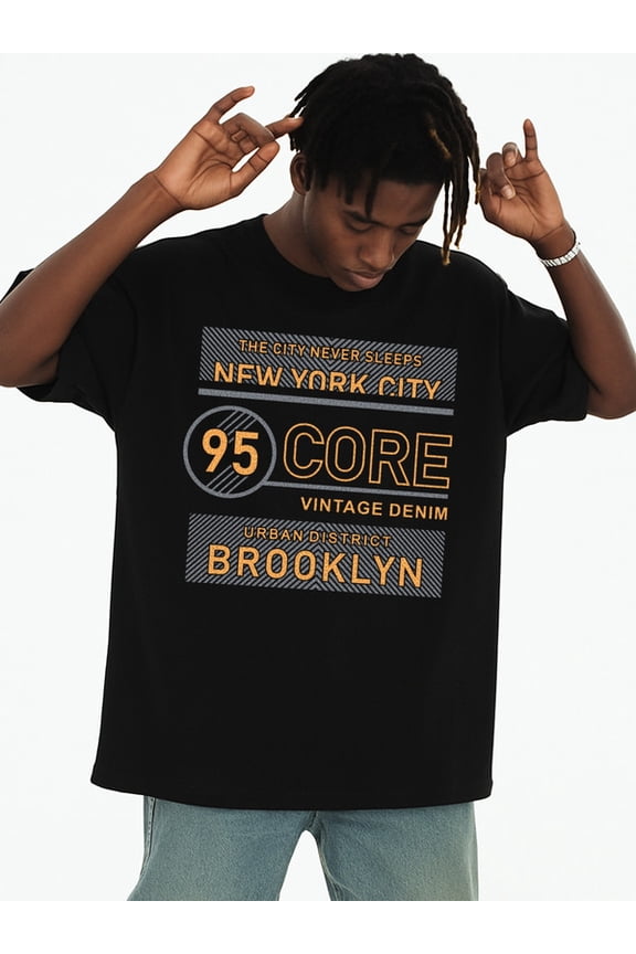 Brooklyn Core Tee men's Exercise 180G 100% Cotton black Dumbbell Running Unique Design Unisex Shirt Printed tshirts Trendy Unisex Shirt Printed tshirts