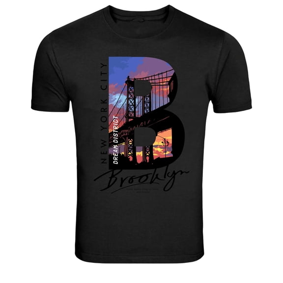 Brooklyn Dream District Bridge Sunset Graphic T-Shirt