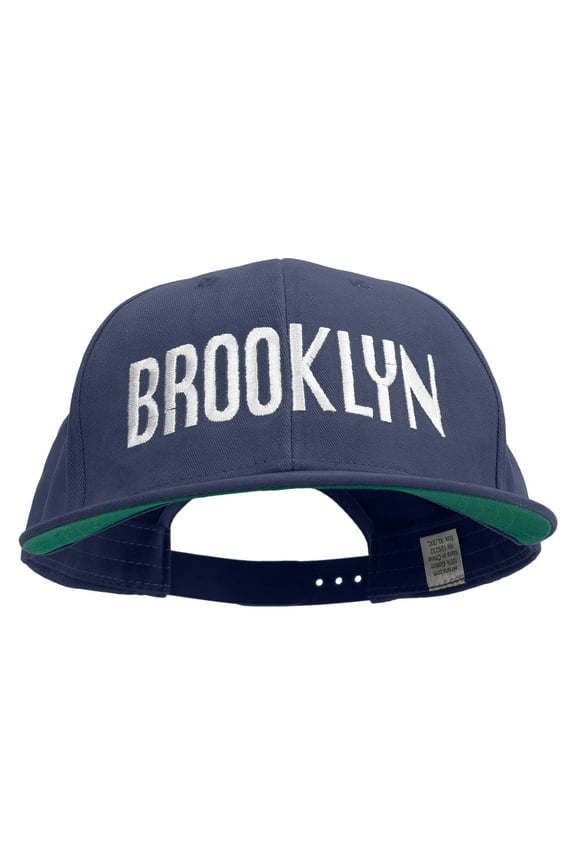 Brooklyn Embroidered Brushed Cotton Twill High Profile Extra Size Cap - Navy XL-3XL