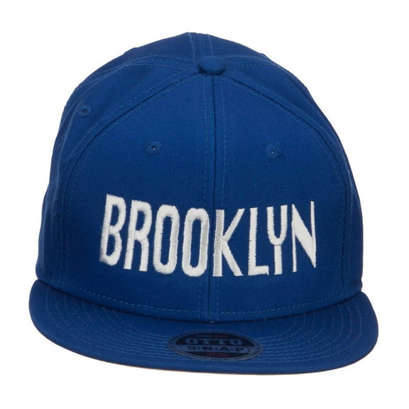Brooklyn Embroidered Flat Bill Snapback Cap - Royal OSFM