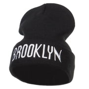 Brooklyn Embroidered Long Beanie - Black OSFM