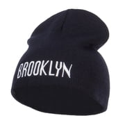 Brooklyn Embroidered Short Beanie - Navy OSFM