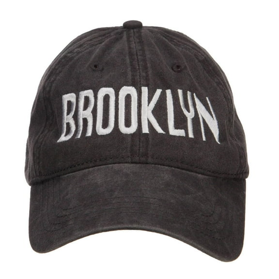 Brooklyn Embroidered Washed Cap - Black OSFM