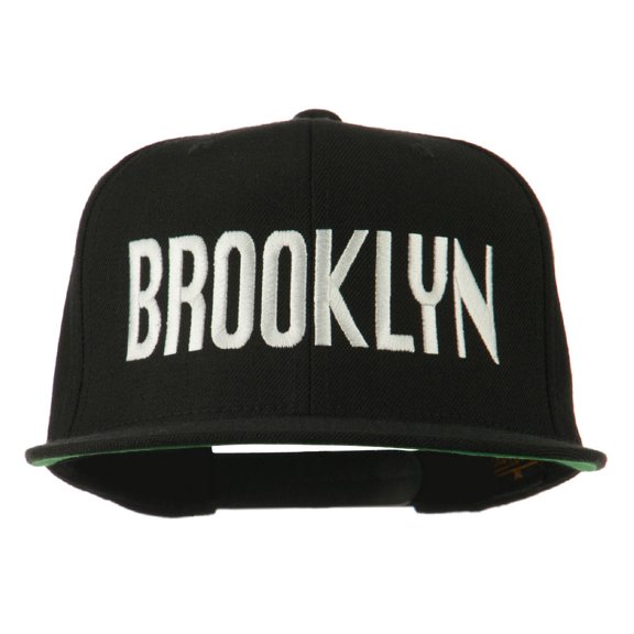 Brooklyn Embroidered Wool Snapback Cap - Black OSFM