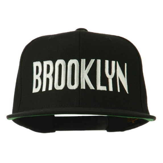 Brooklyn Embroidered Wool Snapback Cap - Black OSFM