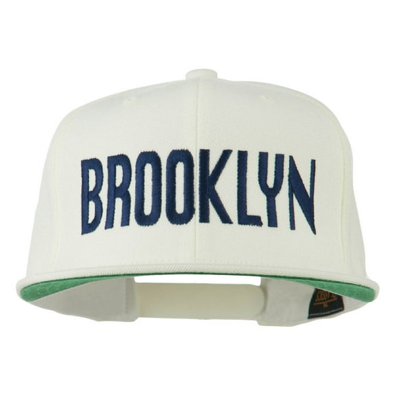 Brooklyn Embroidered Wool Snapback Cap - Natural OSFM