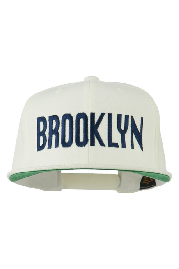 Brooklyn Embroidered Wool Snapback Cap - Natural OSFM