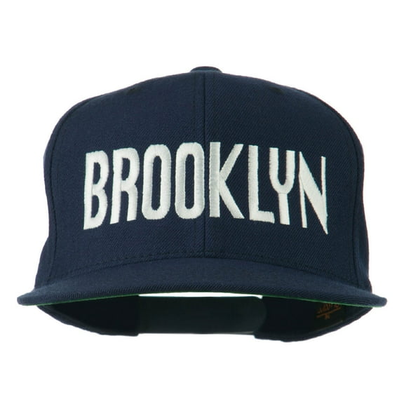 Brooklyn Embroidered Wool Snapback Cap - Navy OSFM