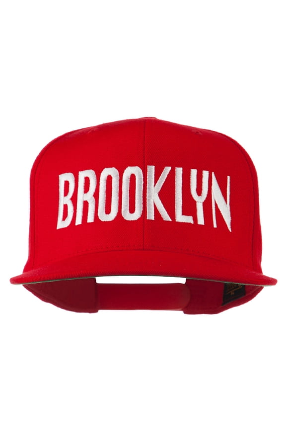 Brooklyn Embroidered Wool Snapback Cap - Red OSFM
