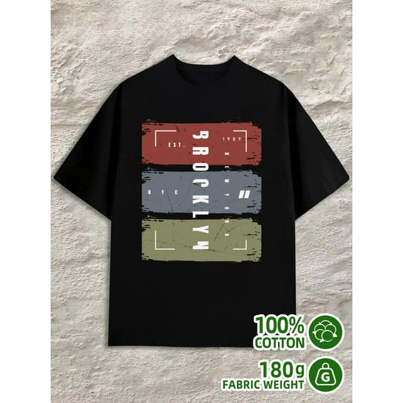 Brooklyn Est. 1989 for men 180G 100% Cotton black Basic Unisex Shirt Printed tshirts Classic Unisex Shirt Graphic tshirts Fashion Unisex Shirt Graphic tshirts
