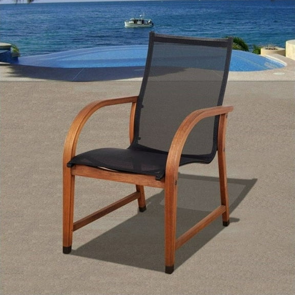 Brooklyn Eucalyptus Wood and Mesh Outdoor Chairs, Set of 4