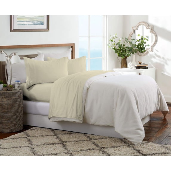Brooklyn Flat Jersey Knit Sheet Set, Beige, Twin, XL