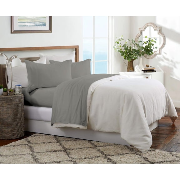 Brooklyn Flat Jersey Knit Sheet Set, Grey, Twin