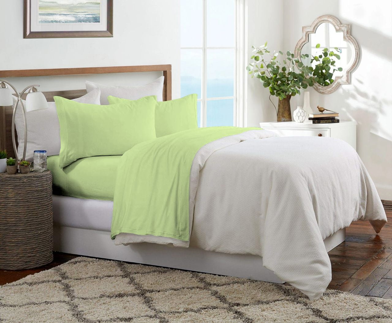Brooklyn Flat Jersey Knit Sheet Set, Sage, King - Walmart.com