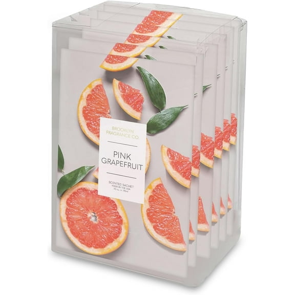 Brooklyn Fragrance Co. Fruits Sachet Bags Pink Grapefruit Scented Pouches Perfect Aroma for Drawers, Closets, Cars and Bathrooms Long-Lasting Fresh Scent Sachets (6- Pack)