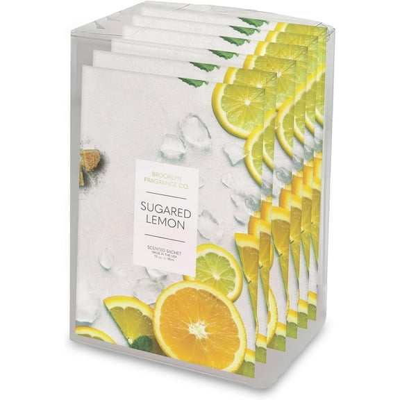 Brooklyn Fragrance Co. Fruits Sachet Bags Sugared Lemon Scented Pouches Perfect Aroma for Drawers, Closets, Cars and Bathrooms Long-Lasting Fresh Scent Sachets (6- Pack)